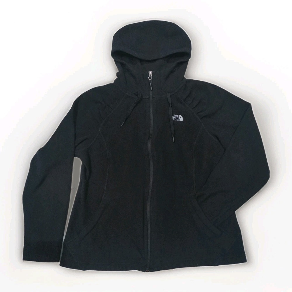 The North Face Full Zip Fleece Jacket Womens Large Black Long Sleeve Outdoor